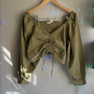 Levi's Olive Green and Yellow Striped Top